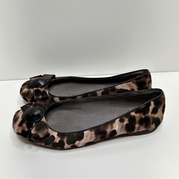 Stuart Weitzman Ponyhair Animal Print Flats With Bow Size 6.5 - Picture 3 of 15